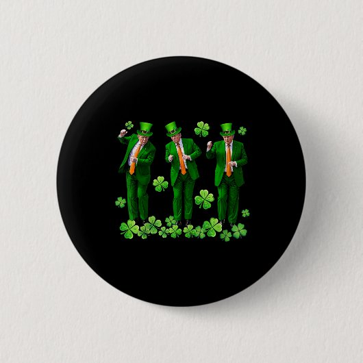 ハッピーSt patricks day大統領トランプ踊りシャム 缶バッジ (正面)