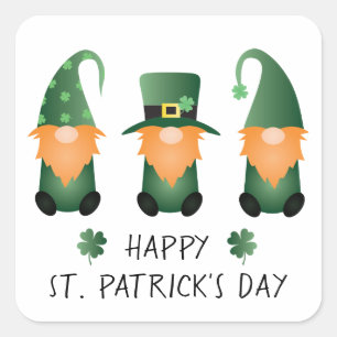 ハッピーSt patricks day格言グリーンオレンジ スクエアシール