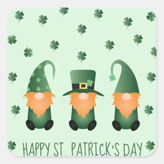 ハッピーSt patricks day格言グリーンオレンジ スクエアシール (正面)