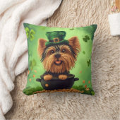 ハッピーSt patricks day犬 クッション (ブランケット)