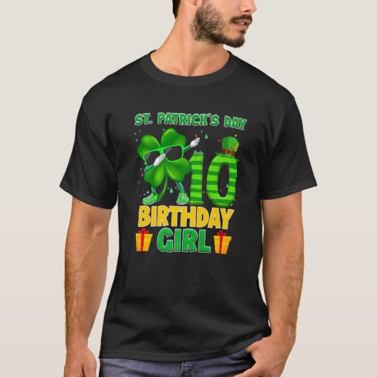 ハッピーSt patricks day10th誕生日クローバーダビング Tシャツ (正面)