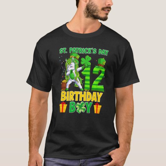 ハッピーSt patricks day12誕生日ユニコーンダビン Tシャツ (正面)