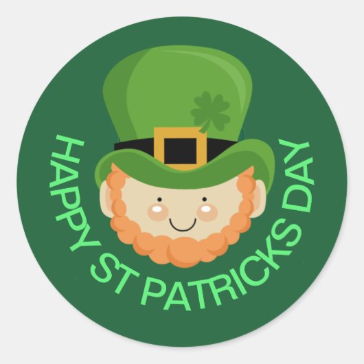 ハッピーSt patricks day・レプレシャン ラウンドシール (正面)
