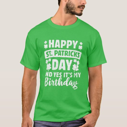 ハッピーSt patricks dayYesイッツマイ誕生日アイルランドL Tシャツ (正面)