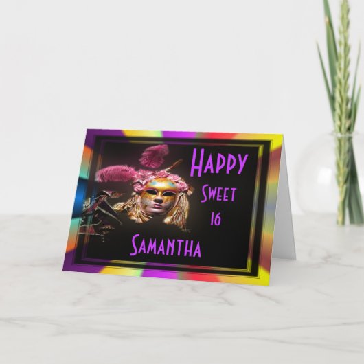ハッピーsweet sixteen誕生日 招待状 (正面)