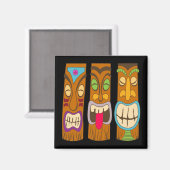 ハッピーTiki像おもしろい黒 マグネット (正面/裏面)