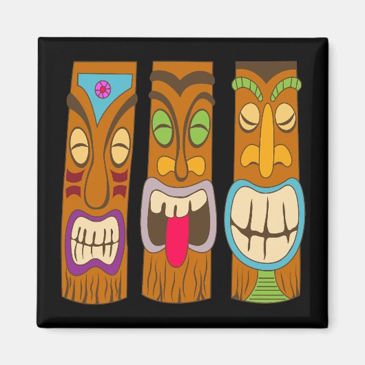 ハッピーTiki像おもしろい黒 マグネット (正面)