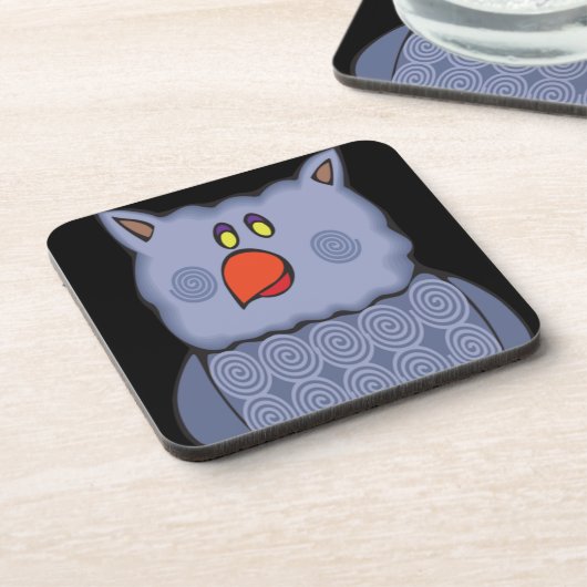 ハッピ渦巻形のーフクロウオンブラック コースター (左側)