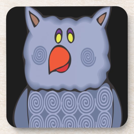 ハッピ渦巻形のーフクロウオンブラック コースター (正面)