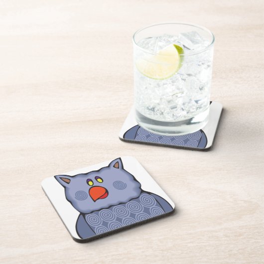 ハッピ渦巻形のーフクロウオンホワイト コースター (右側)