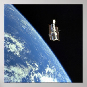 ハッブル宇宙望遠鏡と青い地球 ポスター