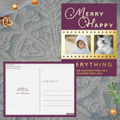 ハッメリースタイリッシュト2フォトワードアートパープル金ゴールド 箔シーズンポストカード