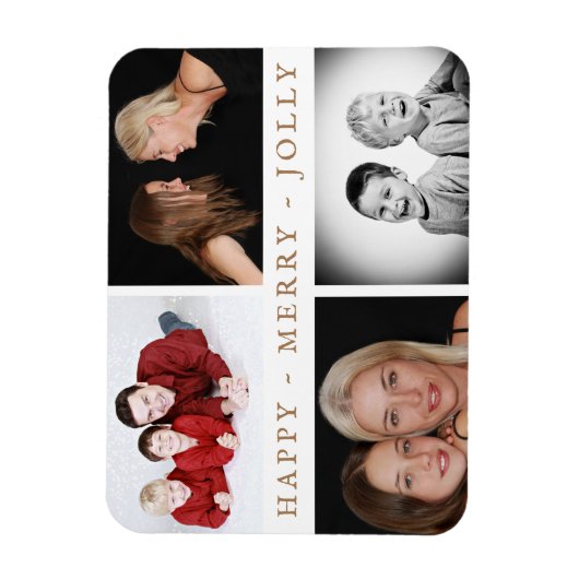 ハッメリープすてきファミリー4フォトコラージホリデー マグネット (縦)