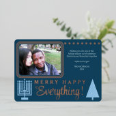 ハッメリープオールフォトネイビーバラゴールドフォイル 箔シーズンカード (立ち正面)