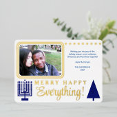 ハッメリープオールフォトネイビーラグジュアリー金ゴールド 箔シーズンカード (立ち正面)