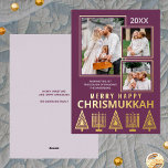 ハッメリープクリスムカシック3フォトパープル金ゴールド 箔シーズンカード<br><div class="desc">写真パーソナライズされたのグリーティングカードが実在金ゴールドフォイルで印刷され、あなたの休日の郵送に豪華なtouchを追加。簡単には、単に梅の紫の背景に薄い金ゴールドと少し重ねて表示されるあなたの写真を3つ追加無地の。ラベンダーの紫色で上に年を編集し、あなたの名前と大きな写真の下の短い挨拶、フロントのパーソナライズを完了する。下メリーのクリスマスの木とハヌカのメノラの列と同様にシンプル、下の金ゴールドホイルにモダンフォントのHAPPY CHRISTUKAHが印刷されお洒落ている。それぞれのカスタム休日のグリーティングカードは、パステル無地のパープルに戻り、部屋を持って友人や家族に休暇メッセージをパーソナライズする。信仰の間の家族やカップルを念頭に置いて設計さエレガントれ、これらのHAPPY CHRISTUKKAHフラットカードはダークパープルと金ゴールドフォイルにメリーは、標準的な休日のグリーティングオプションに代わるおもしろいであり、確実にスマイルを持って来る。</div>