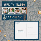 ハッメリープクリスムカ4フォトブルーとバラ金ゴールド 箔シーズンポストカード