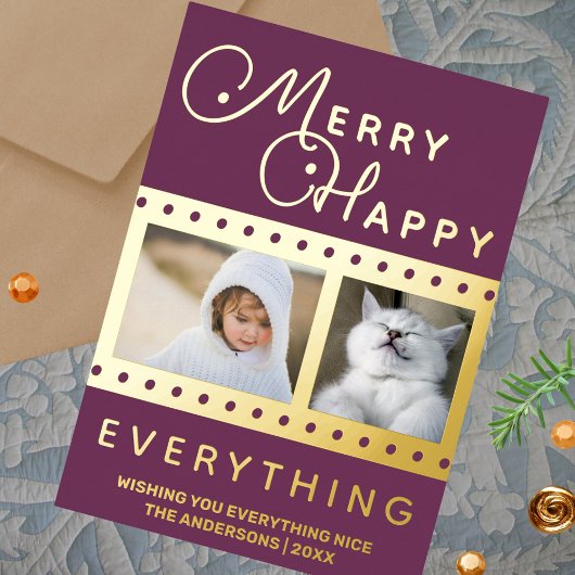 ハッメリープシック2フォトワードアートパープル金ゴールド 箔シーズンカード