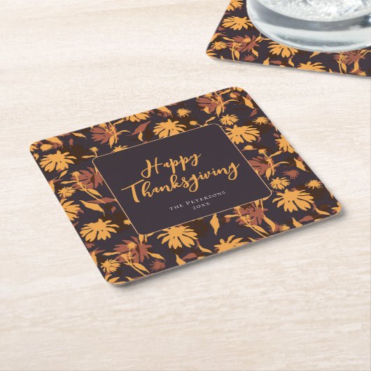 ハッモダンエレガントク感謝祭コンフォローグ スクエアペーパーコースター (アングル)