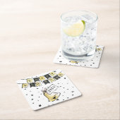 ハッモダンエレガントク新年ブラック金ゴールドパーティー スクエアペーパーコースター (インサイチュ)