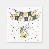 ハッモダンエレガントク新年ブラック金ゴールドパーティー スタンダードカクテルナプキン (正面)