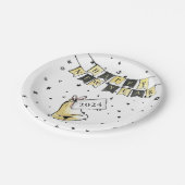 ハッモダンエレガントク新年ブラック金ゴールドパーティー ペーパープレート (アングル)