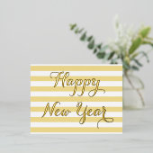 ハッモダンエレガントプ新年フェイク金ゴールドカスタムDIY 箔招待状ポストカード (立ち正面)