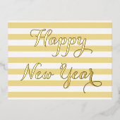 ハッモダンエレガントプ新年フェイク金ゴールドカスタムDIY 箔招待状ポストカード (正面)