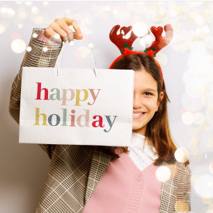 ハッモダンカラフルプホリデー ラージペーパーバッグ