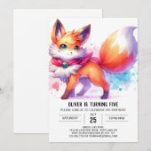 ハッモダンピーキツネ誕生日 招待状 (正面/裏面)