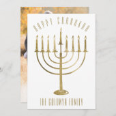 ハッモダンピーハヌカー(ユダヤ教の祭り)(ユダヤ教)メノラーホリデーフォトカード シーズンカード (正面/裏面)