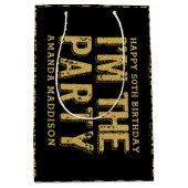 ハッモダンピー50誕生日かわいい私はパーティー ミディアムペーパーバッグ (正面)