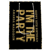 ハッモダンピー50誕生日かわいい私はパーティー ミディアムペーパーバッグ (裏面)