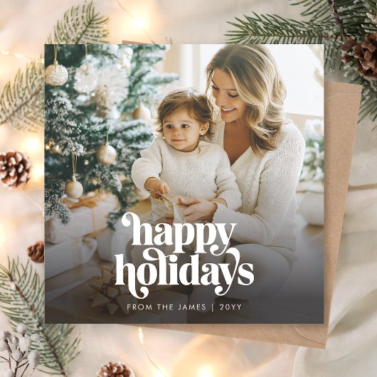 ハッモダンプエレガント・ホリデー写真クリスマスカード シーズンカード