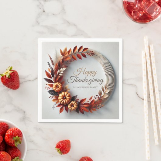 ハッモダンプサンクスギビングフローラリースカスタム スタンダードカクテルナプキン (インサイチュ)