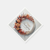 ハッモダンプサンクスギビングフローラリースカスタム スタンダードカクテルナプキン (角)