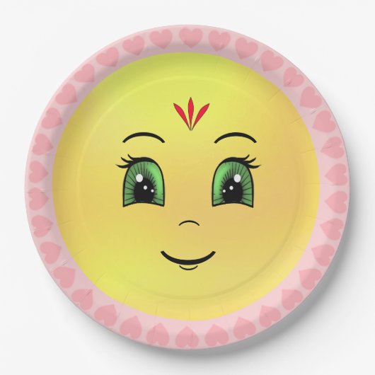 ハッモダンプサン顔&ハート ペーパープレート (正面)
