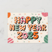 ハッモダンプニューイヤー2025年タイポグラフィデザイン シーズンポストカード (正面/裏面)