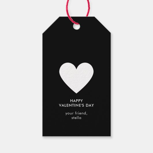 ハッモダンプバレンタイン白黒ハートストライプ ギフトタグ (正面)