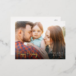 ハッモダンプホリデーズスクリプトフルフォト金ゴールド 箔シーズンポストカード