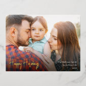 ハッモダンプホリデーズスクリプトフルフォト金ゴールド 箔シーズンポストカード (正面)