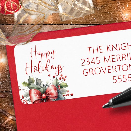 ハッモダンプホリデーズスクリプトレッドボウホリー ラベル