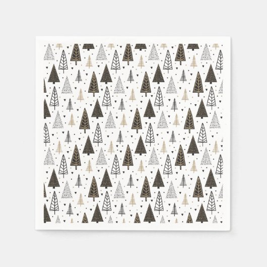 ハッモダンプホリデーズハンドドロッドパインツリーズ スタンダードカクテルナプキン (正面)