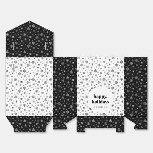 ハッモダンプホリデー白黒スノーフレークパターン フェイバーボックス (見開き)