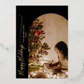 ハッモダンプホリデー2 – フォトクリスマスフォイル穴 箔シーズンカード (正面)