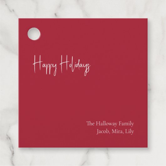 ハッモダンプホリデー |レッドスクエアファミリーギフトラベル フェイバータグ (正面)