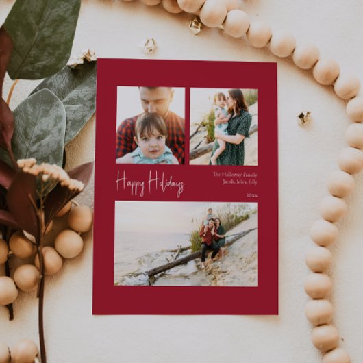 ハッモダンプホリデー |赤い中央の3枚の写真 シーズンカード