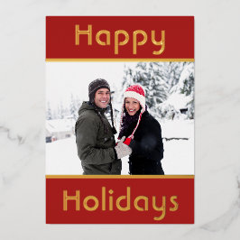 ハッモダンプミニマルホリデーズファミリーフォト金ゴールド 箔シーズンカード