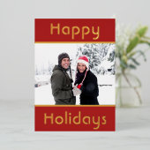 ハッモダンプミニマルホリデーズファミリーフォト金ゴールド 箔シーズンカード (立ち正面)