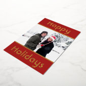 ハッモダンプミニマルホリデーズファミリーフォト金ゴールド 箔シーズンカード (回転した状態)